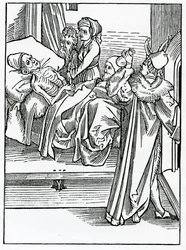 De médicos necios e ignorantes que solo siguen la práctica sin conocer nada de la especulación de su facultad, ilustración de la traducción al inglés de Alexander Barclay de 